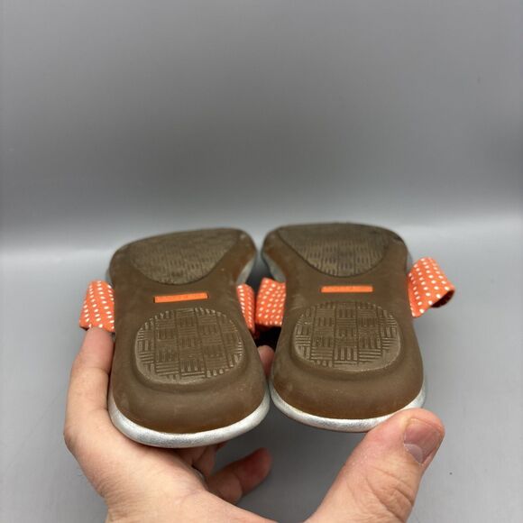 Lands' End Sandals Women’s Size 7B Silver/Orange Polka Dot Thong Flip Flop - Picture 9 of 10
